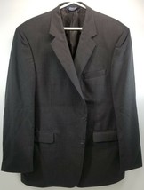 N) Stafford Men&#39;s Suit Jacket Dark Gray 48 LG 100% Wool  - $29.69