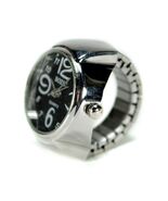 WATCH RING Finger Stretch Band Chrome Time Jewelry NEW Large Number Blac... - €5,95 EUR