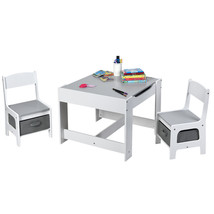 Kids Table Chairs Set w/ Storage Boxes Blackboard Whiteboard Drawing Hom... - £167.78 GBP