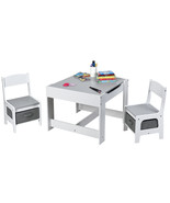 Kids Table Chairs Set w/ Storage Boxes Blackboard Whiteboard Drawing Hom... - $210.73