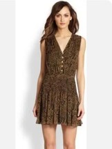 $398 DIANE VON FURSTENBERG animal print dress 0 ZAETA pleated silk v-nec... - £23.43 GBP