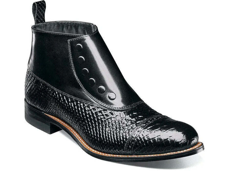 Stacy Adams Madison Spectator Spat Cap Toe Demi Boot Two Tone Black 00109-001