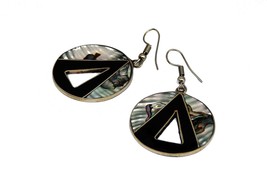 Vintage Abalone Earrings, Resin and Shell Earrings, Mexican Hoops - £11.25 GBP