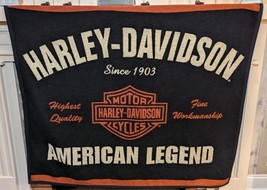 Harley-Davidson &quot;American Legend&quot; Fleece Throw Blanket Brown/Orange/Beige 62X41 - £23.10 GBP