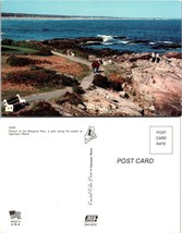 Maine Ogunquit Marginal Way Path Along the Ocean Flowers Bench Vintage Postcard - £7.38 GBP