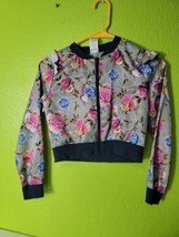 Girl&#39;s Floral Satin Bomber Jacket Wonder Nation Large 10/12 Flowers AOP - $29.39