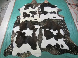 Chocolate and White Calf Skin Size: 40&quot;X 30&quot; Long Haired Dark Brown and White - £46.54 GBP