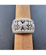 VINTAGE 925 STERLING SILVER BUTTERFLY PINK GEMSTONE BAND RING SIZE 6 - $46.01 CAD