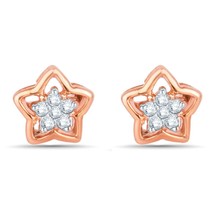 0.19Ct Round Cut Moissanite Star Cluster Stud Earrings 14k Rose Gold Plated - £34.44 GBP