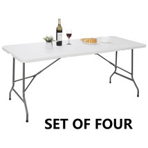 4X 6&#39; Portable Folding Indoor Outdoor Picnic Party Camp Dining White Table - £321.78 GBP