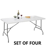 4X 6&#39; Portable Folding Indoor Outdoor Picnic Party Camp Dining White Table - £315.90 GBP