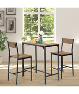 3 Pieces Bar Table Set with 2 Stools-Black - Color: Black - £137.52 GBP
