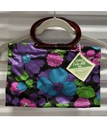 NWT Vtg Tote All Purse Bag Fertig 60s Amber Lucite Hndles Aqua Prpl frui... - $44.10