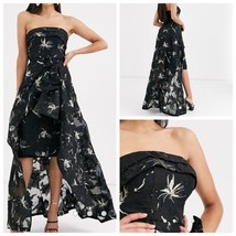 Lulu&#39;s Bariano Lucina Black &amp; Gold Jacquard Strapless Midi Dress - $275.95