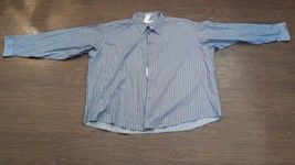 NWT Pronto-Uomo Long Sleeve Button Up Dress Shirt 6XLT 23-23.5 Blue Pin Stripe - £29.28 GBP