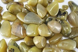 1X Olive Opal Tumbled Stone 20mm Green Reiki Healing Crystals Heart Chakra - £1.57 GBP