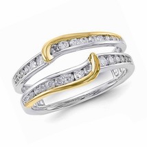 14K Placcato Oro Solitario Enhancer 0.50 KT Anello Diamante Guard Avvolgere Fede - £196.76 GBP