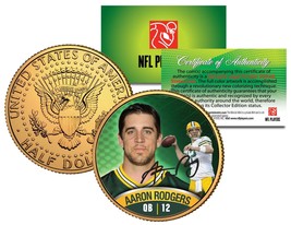 Aaron Rodgers Jfk Kennedy Half Dollar 24K Gold Plated Us Coin Green Bay Packers - £6.74 GBP
