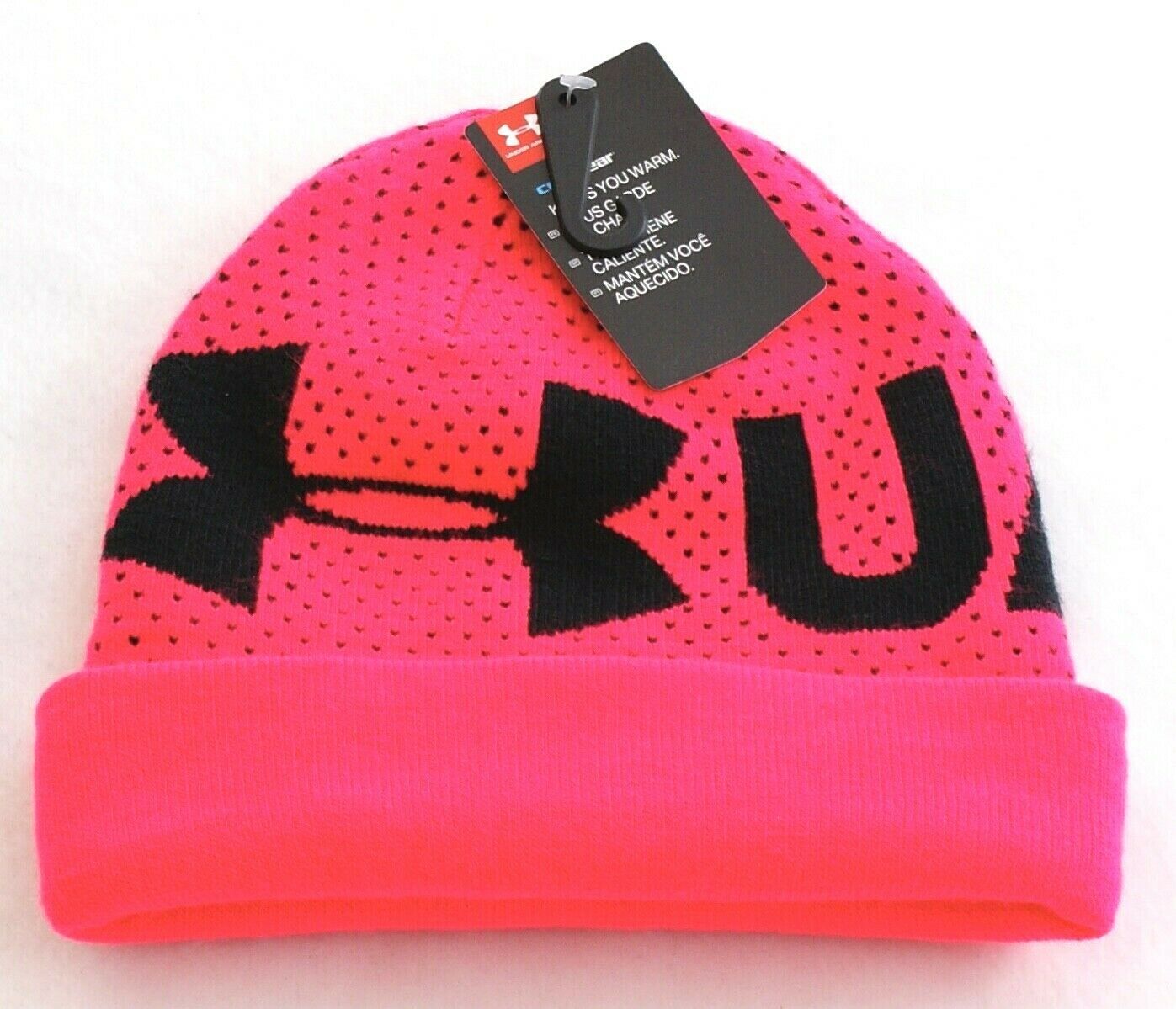 Primary image for Under Armour Coldgear Pink Cuffed Knit Beanie Youth Girl's 4-6 Years Medium NWT