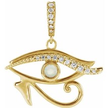 Ethiopian Opal and Diamond Eye of Horus Pendant in 14k Gold - £374.82 GBP