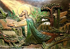 19th/20th Century Jesus in the Garden of Gethsemane Folk Art Carved Wood... - $3,400.00
