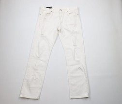 Armani Exchange Mens 36x30 Distressed Ripped Stretch Straight Leg Jeans White - £38.62 GBP