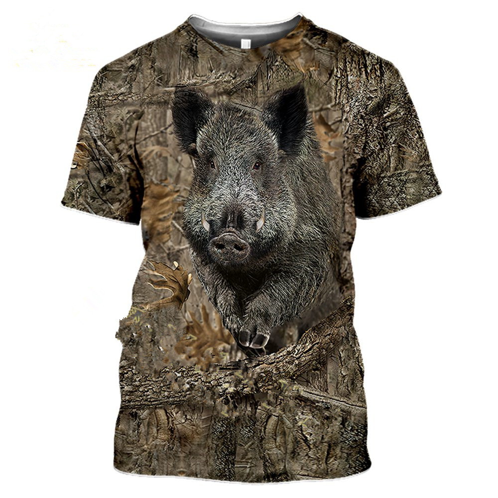 Camouflage duck deer hunting animals wild boar 3D summer leisure men&#39;s T... - $9.99