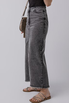 Dark Grey Denim Raw Hem Back Split High Waist Long Skirt - $642.17 MXN