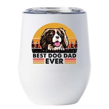 Best Cavalier King Dog Dad Ever Wine Tumbler 12oz Dogs Lover Cup Gift For Him - £17.79 GBP