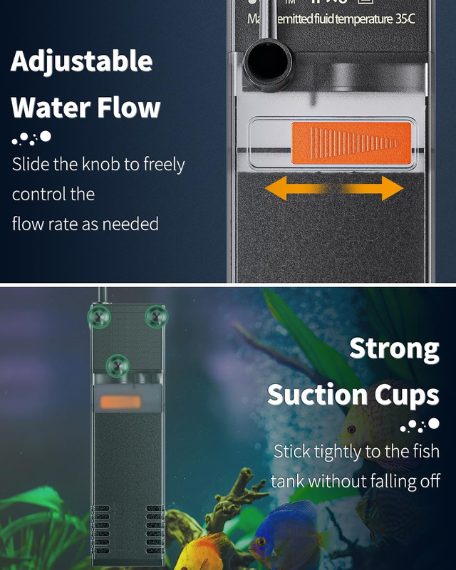 Pawfly Internal Aquarium Filter, Submersible Power Filter with 55 GPH Water Pump Item image 4