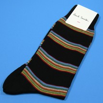 Paul Smith Men&#39;s Dress Socks Line Stripes Made in Italy Black - $30.00