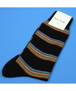 Paul Smith Men&#39;s Dress Socks Line Stripes Made in Italy Black - $30.00