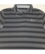 Under Armour Golf Shirt Gray Black Striped Polo Short Sleeve - Heat Gear... - $313.84 MXN