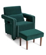 Modern Berber Fleece Single Sofa Chair with Ottoman and Waist Pillow-Gre... - $550.03 CAD