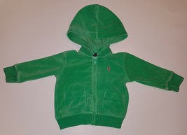Ralph Lauren Green Velour Hoodie Full Zip Sweatshirt Baby Infant 9 Month... - $14.80