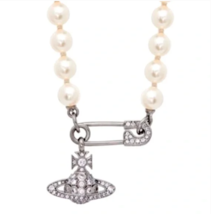 Swarovski Crystal Saturn Off White Akoya Pearl Designer Necklace Luxury Rb hat L - £11.90 GBP