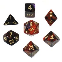 Chessex Manufacturing 26426 Cube Gemini Set Of 7 Dice - Purple &amp; Red With Gold N - £28.85 GBP