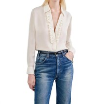 Nili Lotan oriane ruffle shirt in Ivory - size S - £210.56 GBP