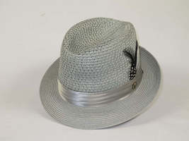Men's BRUNO CAPELO Stingy Brim Fedora Braid Straw Hat Santa Cruz SC617 Silver image 3
