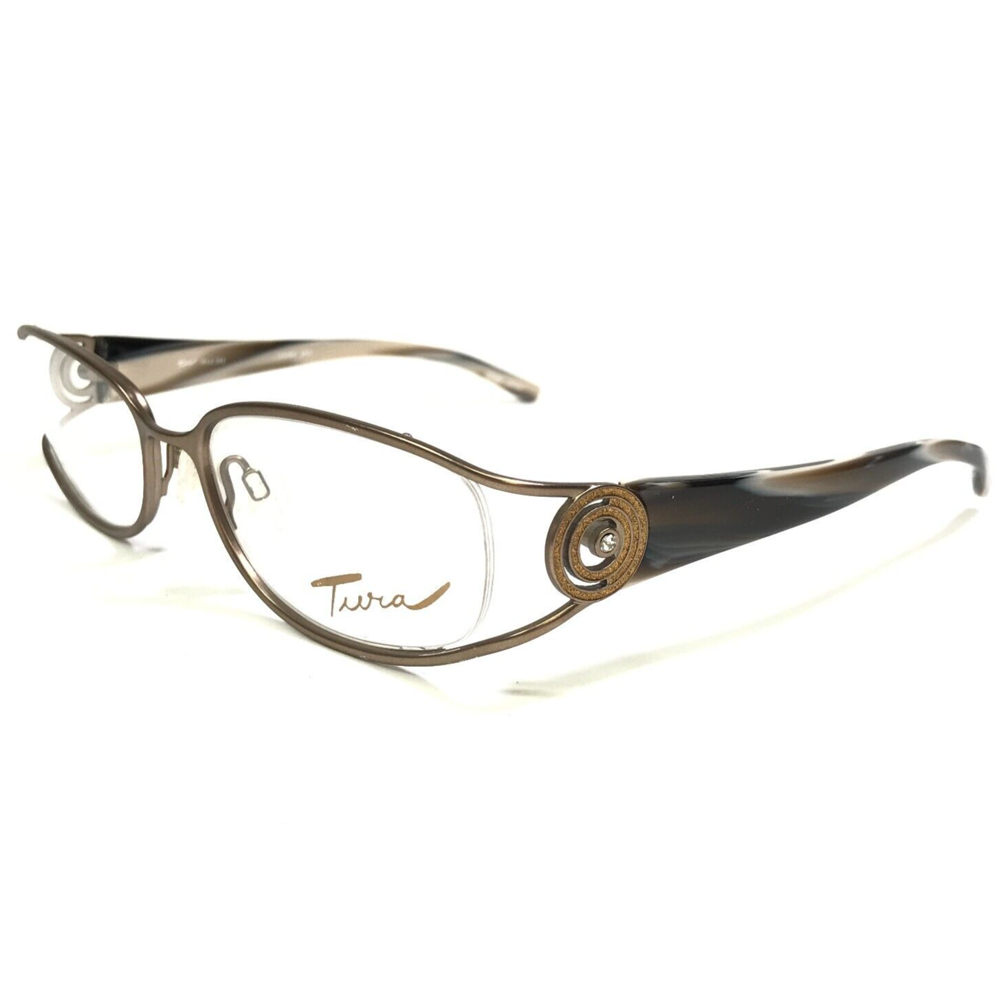 Tura Brille Rahmen Mod.392 BRN Glänzend Tönend Kristalle Semi Gerahmt 53... - $59.39