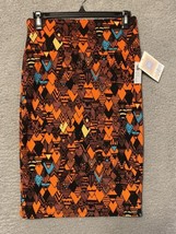 LulaRoe Pencil Skirt XS Orange Black CASSIE Pull On Comfort Casual KNee ... - £6.96 GBP