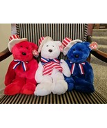 TY Beanie Buddy - SAM the Bear Lot Of 3 - Red, White And Blue - New With... - $40.55 CAD