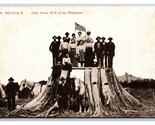 Group Photo on 45 Foot Cedar Stump Washington State WA UNP B&amp;W DB Postca... - $9.85