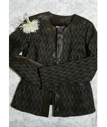 Bill Blass Womens Mink Multi Leather Trimmed Herringbone Jacket Size 6 R... - €77,26 EUR