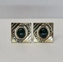 Vintage MCM Anson Gold Tone Jade Green Stone Cufflinks - £19.12 GBP