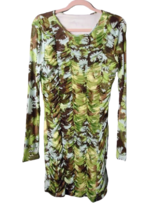 Future Collective Bodycon Dress Womens Size Sm Green Chiffon Lined Ruche... - $14.84