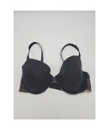 Maidenform Bra 38D Womens Black Lace Sides Full Coverage Padded Adjustable - £16.50 GBP