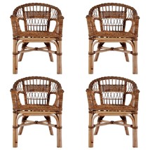 Outdoor Chairs 4 pcs Natural Rattan Brown - £425.71 GBP
