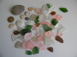 13oz Sea Glass and Sea Pebbles mixed colors for Aquarium or decor etc - £7.69 GBP