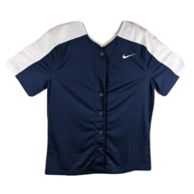 Womens Navy Blue Softball Button Up Shirt Jersey Medium Nike Dri-Fit - £14.42 GBP